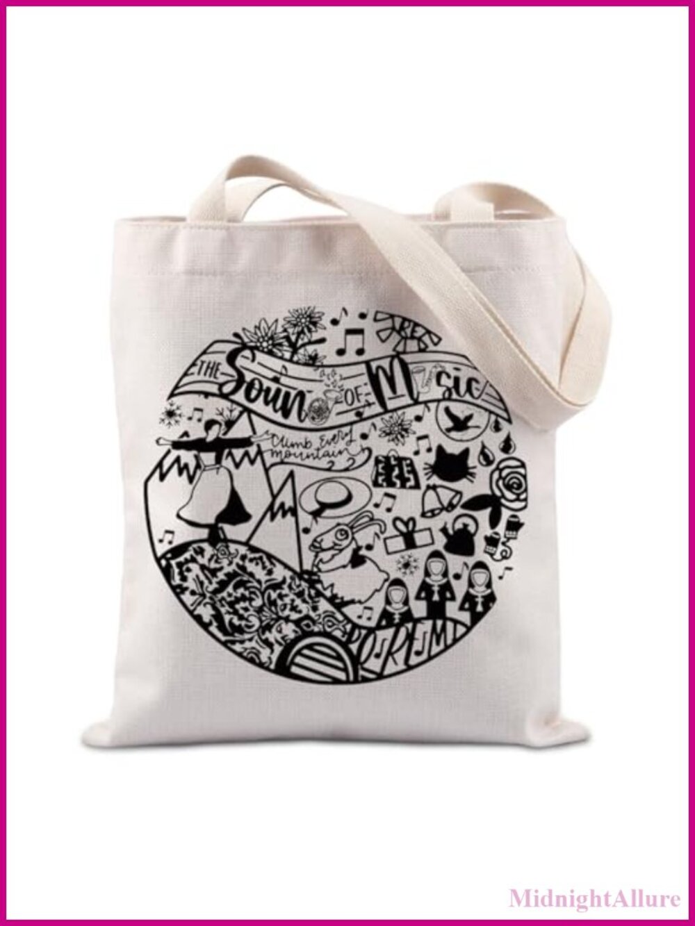 Canvas Tote Bag Music Gift for Music Lover Large Shoulder Bag